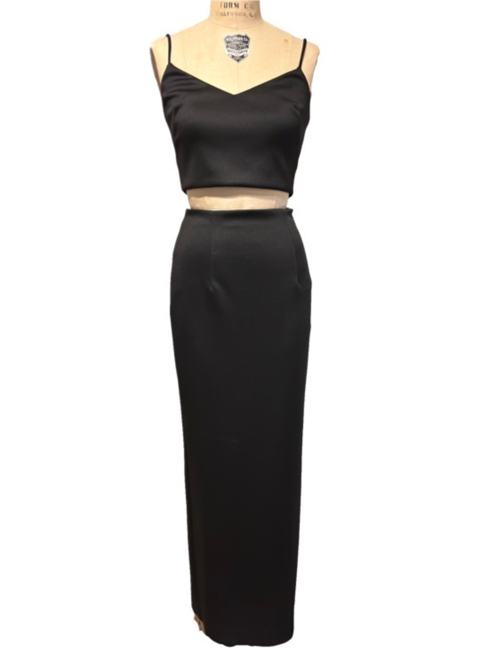 Black Halo Eve Satin Gown 2 Piece Set in Black Size 2